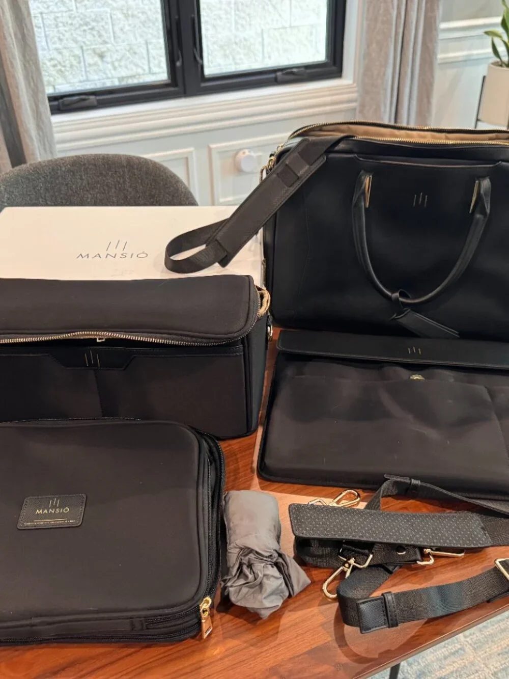 La Mansio Black Saffiano Leather Convertible Bag